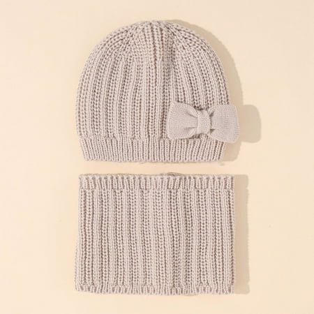 

Gubotare Baby Hats Boy Wool Knitted Cap Autumn And Winter Children s Wool Hat Scarf Set Cute Bow Warm Children s Knitted A 0-3 Years