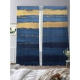 thumbnail image 3 of Abstract Color Block Sheer Curtains 96 Inches Long 2 Panels Gold Blue Lines Modernism Light Filtering Semi Sheer Window Curtains Drapes for Bedroom Living Room 52"x96", 3 of 7