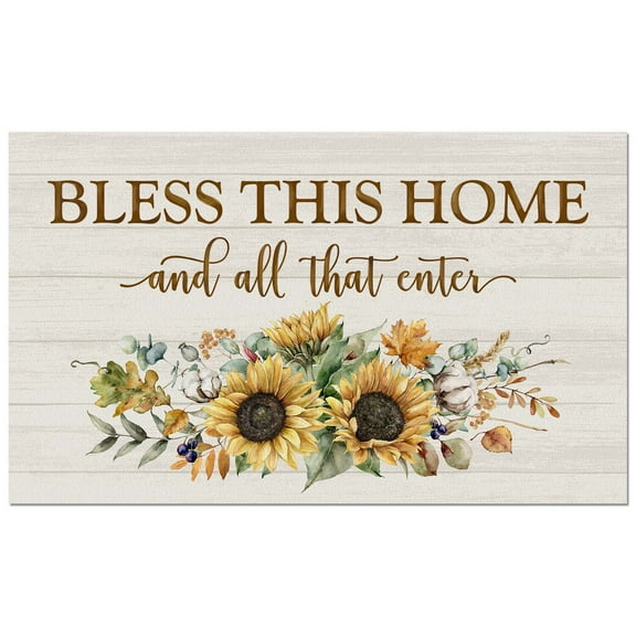 CounterArt "Bless-Fall" Multi-Color Floral Entryway Floor Mat 29.5" by 17.75"