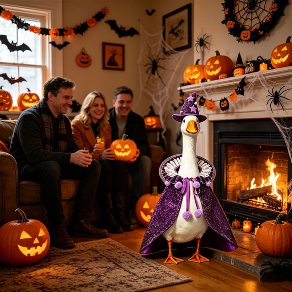 SUORE Witch Goose Outfit Halloween Costume for Lawn Decor, Cute Porch Goose Clothes for Outdoor Garden Yard Patio Cement Statue Art