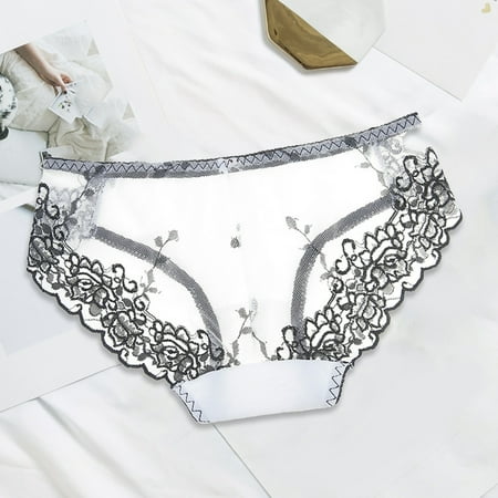 

qazqa womens embroidered panties lace mesh panties low waist briefs white l
