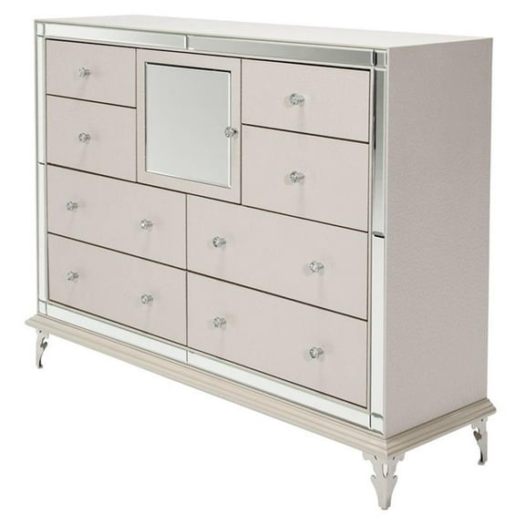 Michael Amini Hollywood Loft Upholstered Dresser in Frost Ivory