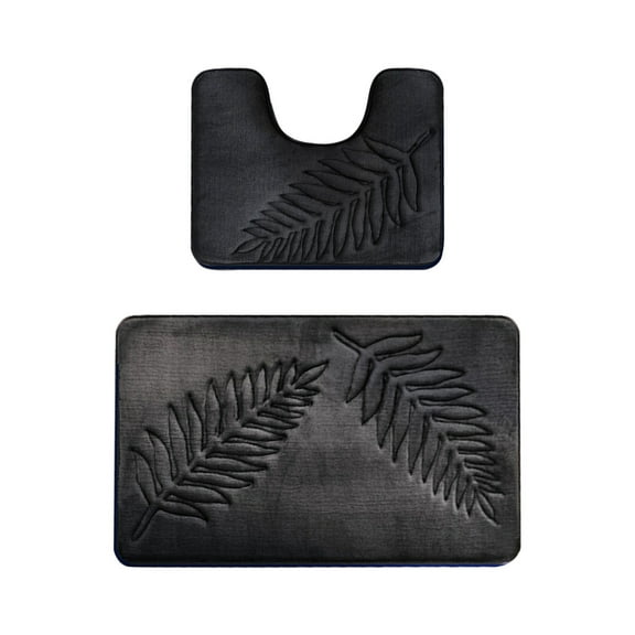 Bathroom Leaf Pattern Rug Set, Non-Slip And Absorbent, Comfortable To Touch, Machine Washable, Suitable For Living Room Bedroom Floor Bathroom Floor Bath Mat U-Shaped Mat