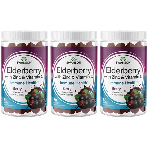 Swanson Elderberry Gummies with Zinc & Vitamin C Lemon Raspberry 3