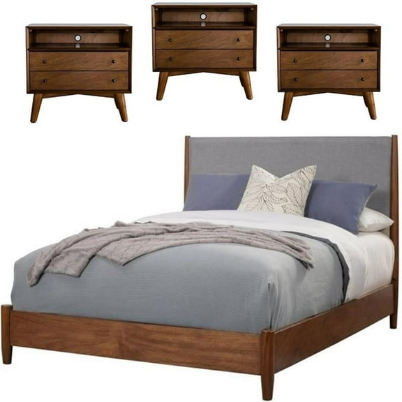 Home Square 4 Piece Set with California King Panel Bed and 3 Nightstands