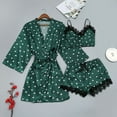 thumbnail image 2 of Tnhcen Women's Summer Ice Silk Lace Trim Pajama Set 3-Piece Heart Print Tank + Shorts + Robe with Belt Soft Nylon-Spandex Lounge wear S-4XL, 2 of 3