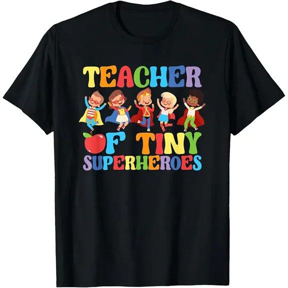 Teacher of Tiny Superheroes Funny Teach 100th Day of School T-Shirt