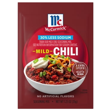 McCormick 30% Less Sodium Chili Mild Seasoning Mix, 1.25 oz Packet