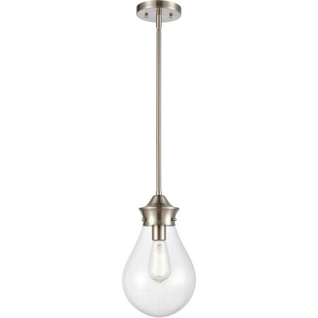 

Satin nickel Tone Mini Pendants 8 Wide Steel/Glass Medium Base LED 1 Light Fixture