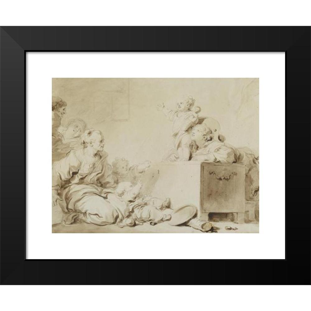 Jean-Honoré Fragonard 14x11 Black Modern Framed Museum Art Print Titled - The Little Preacher (Late 1770s)