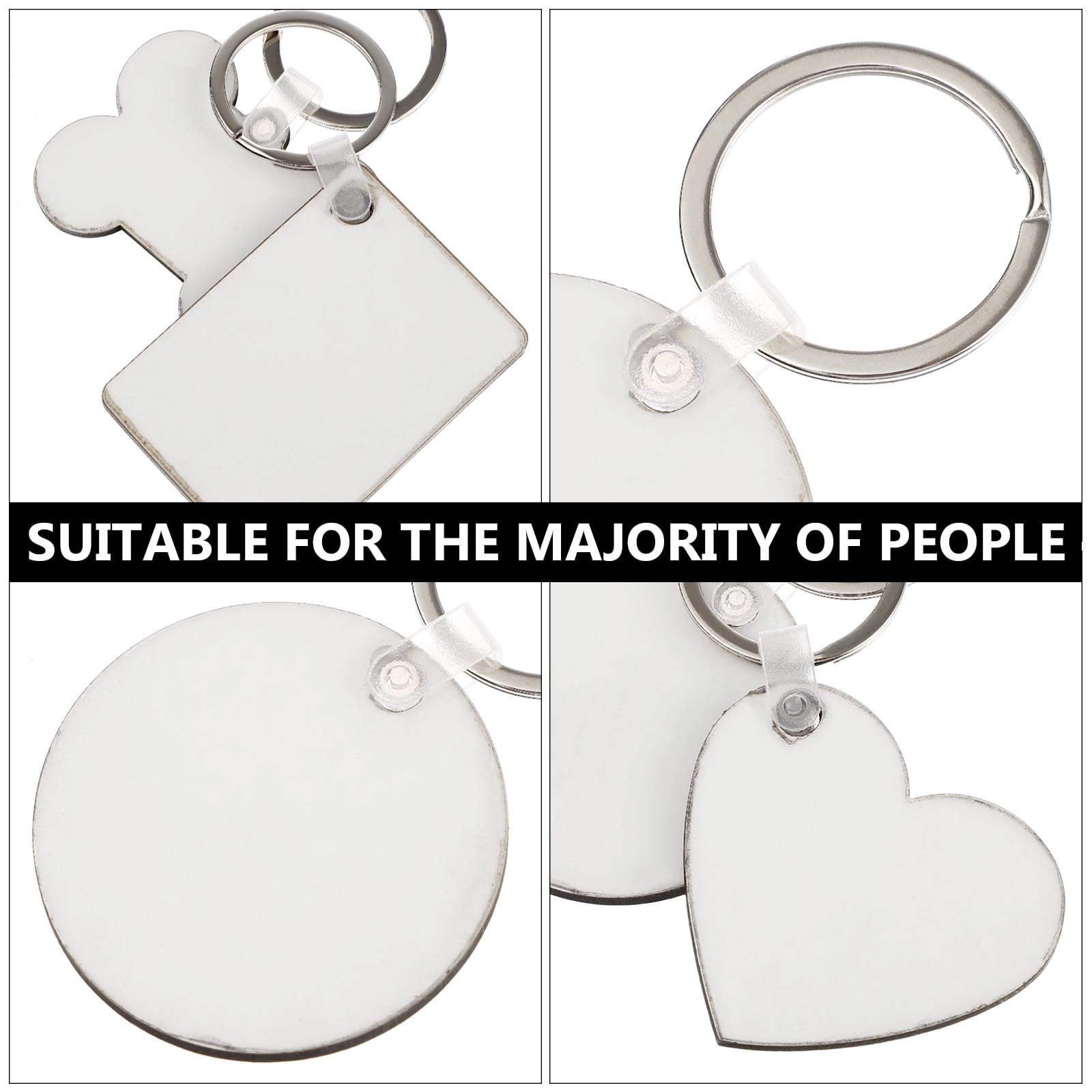 PENIKOKO 36Pcs Heat Transfer Keychain Silver Mdf Blank Key Ring for Creative DIY Accessories