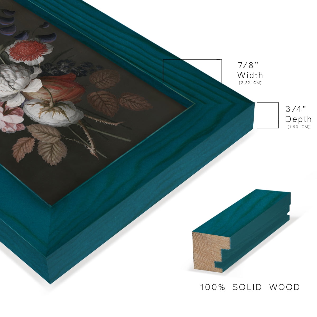 Dramatic Bouquet I -Framed Print w/glass-Ocean Blue