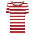 thumbnail image 4 of KIHOUT Summer Tops for Women, Women's Short Sleeve Tops Trendy Crewneck Striped T-Shirts Casual Summer Blouses(Red L), 4 of 4
