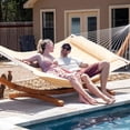 thumbnail image 4 of SUNCREAT Hammocks Patio Hammock with Stand, 2 Person Heavy Duty Curved Hammock with 14 ft Wooden Stand,Beige, 4 of 10
