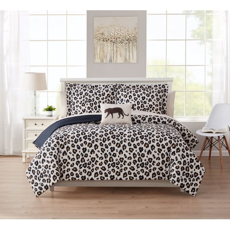 Mainstays 8 Piece Cheetah Print Bed in a Bag Comforter Set with Sheets, Full