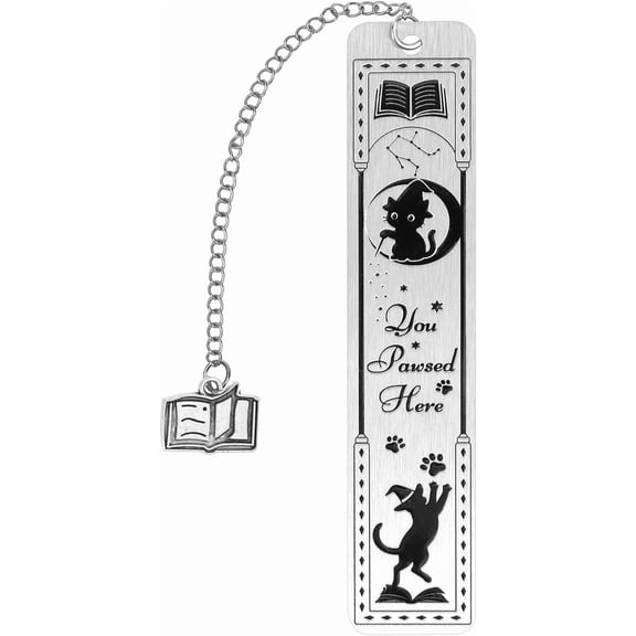 Cute Cat Bookmark, Zinc Alloy Black Cat Themed Book Marker Book Lover Gift Funny Practical Reading Accessories Merch for Reader Women Men