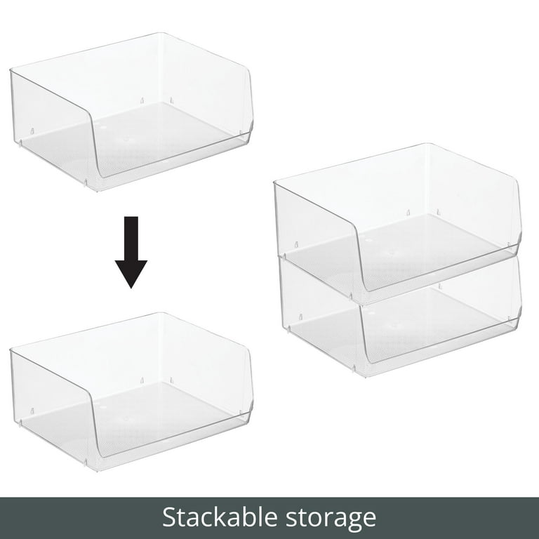  vacane 4 Pack Plastic Open Front Storage Bins, Clear
