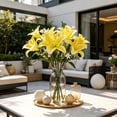 thumbnail image 5 of Kbndieu Lily Artificial Silk Flowers Fake Flowers Yellow Florals Arrangements Faux Lily Flower Stems for Spring Summer Wedding Bride Bouquets Home Table Centerpiece Farmhouse Decorations, 5 of 6