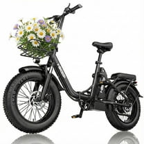 COCO 750W Foldable Electric Bike for Adults, 48V 13Ah Removable Battery Ebike, 16" × 4" Fat Tires, Lightweight Steel Frame, Front Suspension, Basket, Black