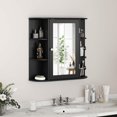 thumbnail image 3 of YSNW Wall-Mounted Bathroom Cabinet with Mirror, Space-Saving Storage Organizer with Adjustable Shelves and Open Compartments (Black), 3 of 10