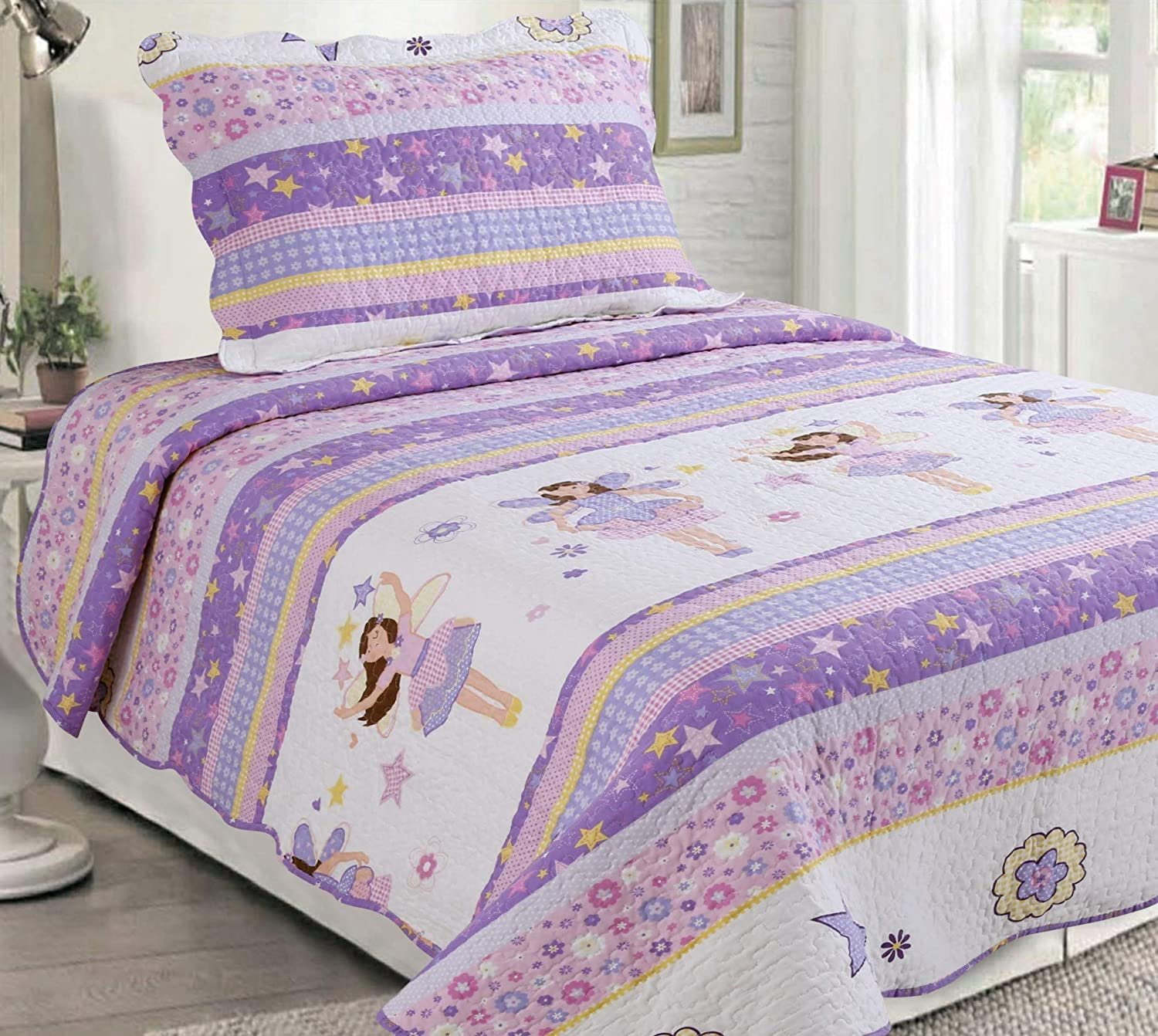 Sapphire Home 2pc Twin Size Bedspread Quilt Set Bedding for Kids Teens