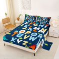 thumbnail image 2 of Catabedysis 3D Cartoon Dinosaur Bed Sheets For Boys,Educational Alphabet Print Full Size Sheets,4 Pieces,1 Flat Sheet, 1 Fitted Sheet and 2 Pillowcases, 2 of 6