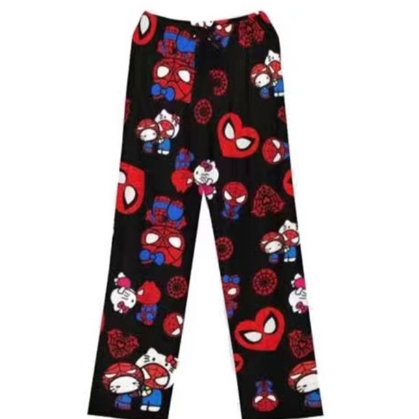 Pijamas de franela de gato de dibujos animados para mujer, pantalones de casa informales cálidos de lana Coral nuevo, otoño e invierno, gruesos y de terciopelo
