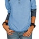 thumbnail image 2 of Blusa informal azul claro para uso diario, túnica elegante de manga larga con botones talla S, 2 of 6