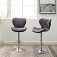 thumbnail image 3 of Gray Upholstered ( Of 2), Adjustable Swivel Function, Thick Foam Padding, Modern Vertical Lined Seat, Sleek Accentuation , 2 - Low-back Style, 360° Rotation, Height, Comfortable, 3 of 7