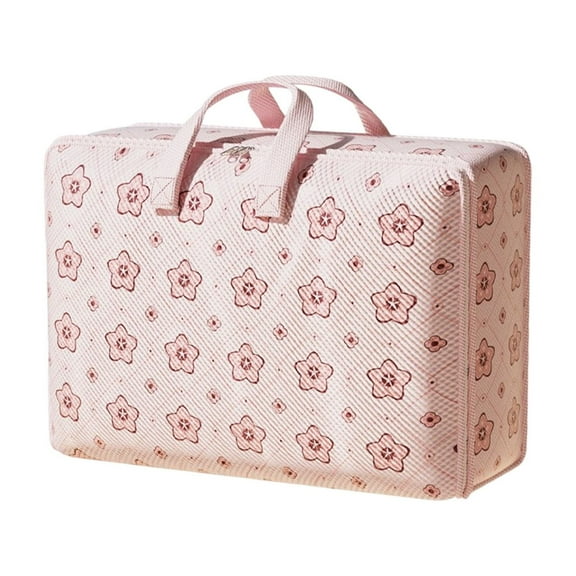 Oggfader Heavy Duty Oversized Storage Bag with Reinforced Handles & Double Zipper - Pink XL, Collapsible Reusable for Clothing, Quilts, Moving & Travel