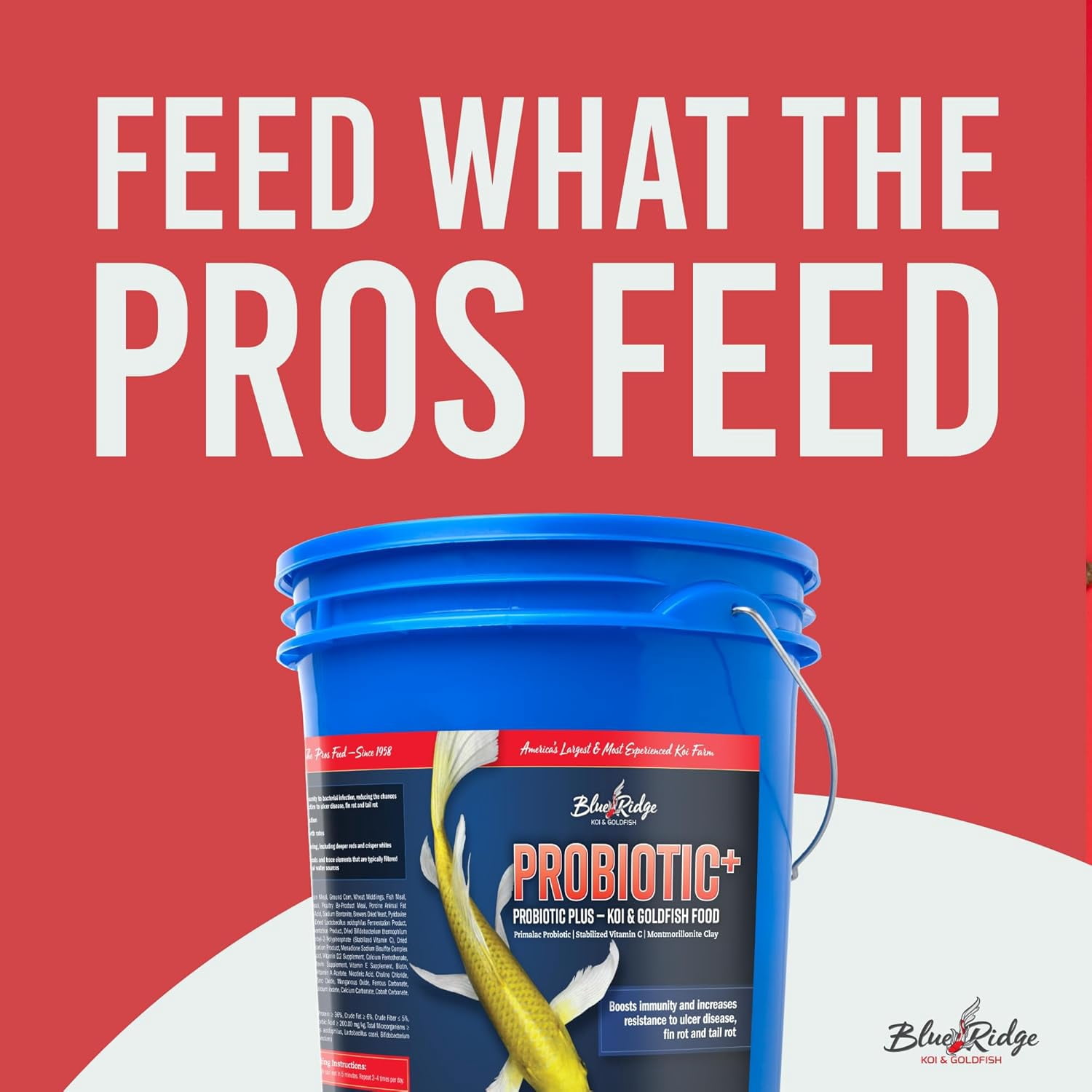 Blue Ridge Koi Fish Food 14lb - Koi Food 3/16” Probiotic Plus, Goldfish Food, Premium Fish Food for Ponds, Ponds Fish Food, Koi Food Fall and Winter Fish Food, Floating Pond Pellets