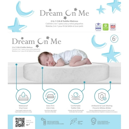Dream On Me Little Baby 6" Full Size Firm Foam Crib and Toddler Bed Mattress