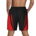 thumbnail image 2 of Mens Red Black Abstract Swimming Trunks with Compression Liner Beach Quick Dry Swim Shorts, 2 of 6