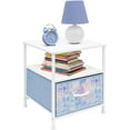 thumbnail image 3 of Sorbus Nightstand 1-Drawer Shelf Storage- Bedside Furniture & Accent End Table Chest for Home, Bedroom, Office, College Dorm, Steel Frame, Wood Top, Easy Pull Fabric Bins (Blue), 3 of 7