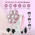thumbnail image 6 of Skdwakiz Electric Razor for Women Legs, 5-in-1 7D Rechargeable Cordless Body Head Shavers, IPX6 Waterproof Wet/Dry Bikini Trimmer Hair Epilator, Trimmer for Lady Face Underarms Pubic, Pink, 6 of 11