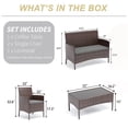 thumbnail image 2 of HOYOA 4PCS Patio Rattan Conversation Furniture Set Outdoor Brown/Gray Cushion, 2 of 6