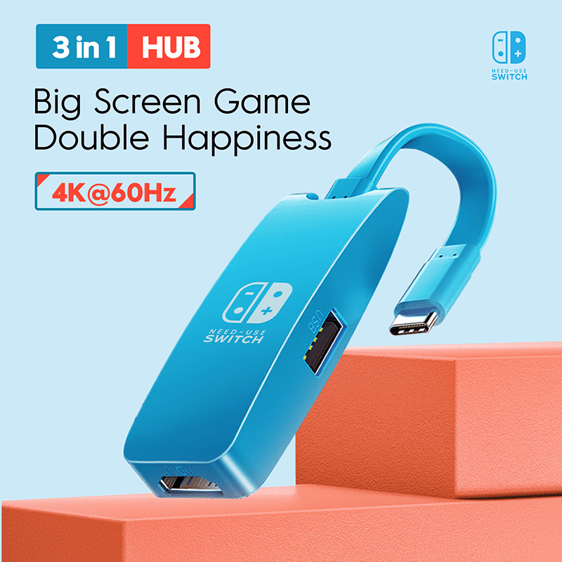DOONJIEY  Type C to 4K HDTV Adapter Hub USB Splitter with 87W PD Power Charger USB Multiport Extender for Nintendo Switch