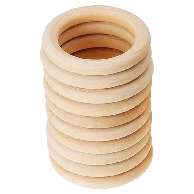 LQXZWJY 10PCS Natural Wood Rings for Crafts, Macrame Rings for DIY, Wooden Rings Without Paint, Pendant Connectors 40mm/1.57inch