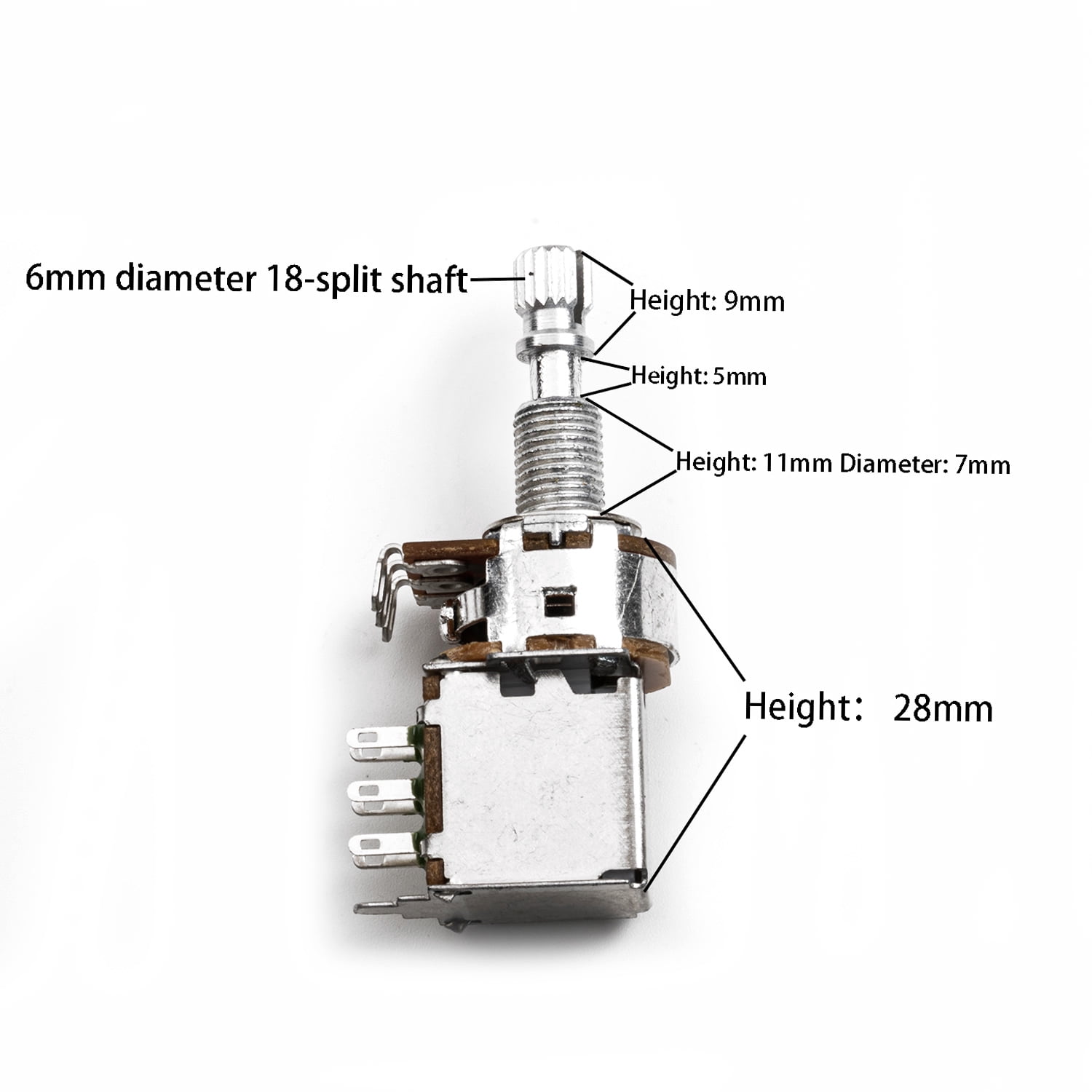 LOOKSEVEN 1/2/4 Pcs Guitar Push-Pull Pot 18-Split Long Shaft switch, A/B/25K/50K Tone Volume-A50Kx4