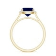 thumbnail image 3 of Natural Cushion Shaped Blue Sapphire Halo Engagement Ring with Moissanite in Yellow Gold Plated/ 925 Sterling Silver| Teardrop September Birthstone, Birthday, Anniversary, Wedding Jewelry, Ring Size 7, 3 of 4