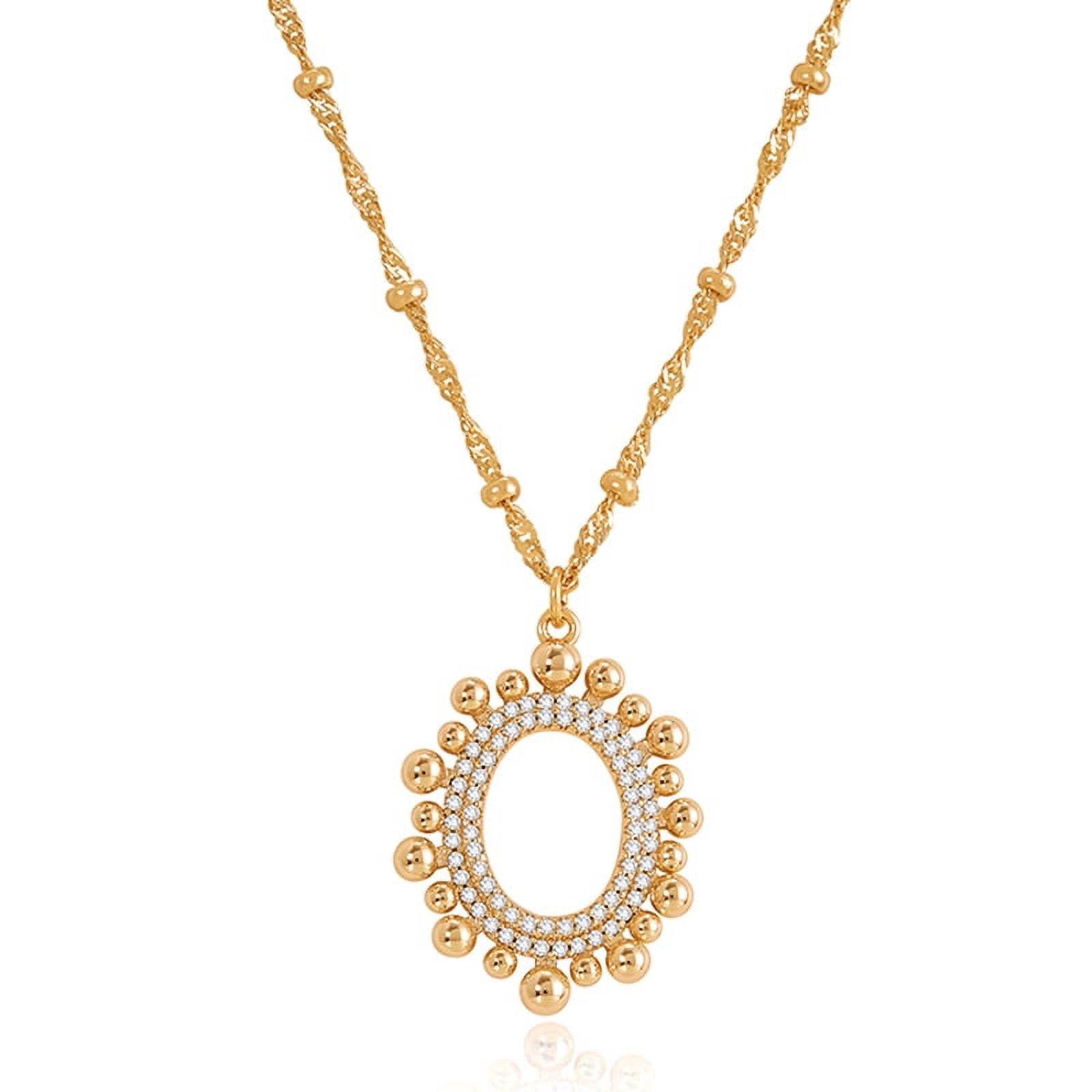HOLYMAGIC Pendant Necklace Coin Circle 14K Gold Plated Jewelry Gift