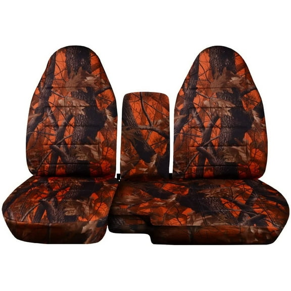 Fits 2004-2012 Ford Ranger Camo Truck Seat Covers 60/40Bench w Opening Console:Orange Tree