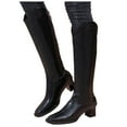 thumbnail image 6 of UngA Women Boots Round Toe Buckle with Side Zip Slouch Flat to Low Heel Boots Women Mid Calf Black,Size 7.5, 6 of 7