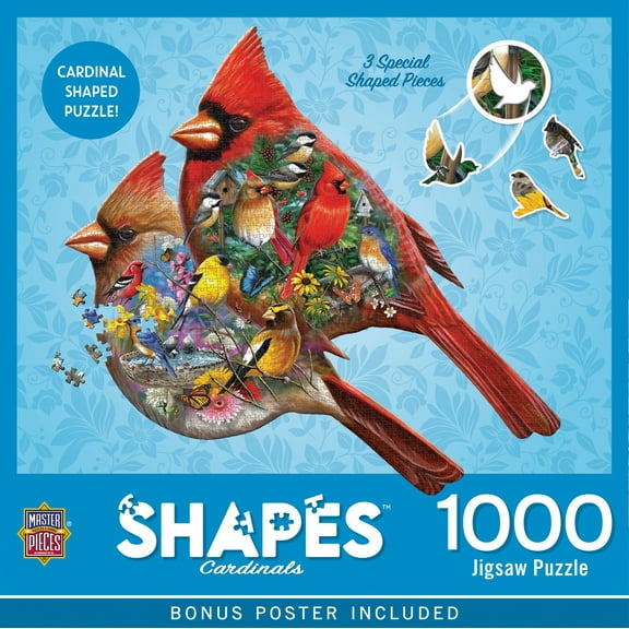 MasterPieces Contours Cardinals 1000 Piece Shaped Jigsaw Puzzle for Adults - Colorful Summer Design
