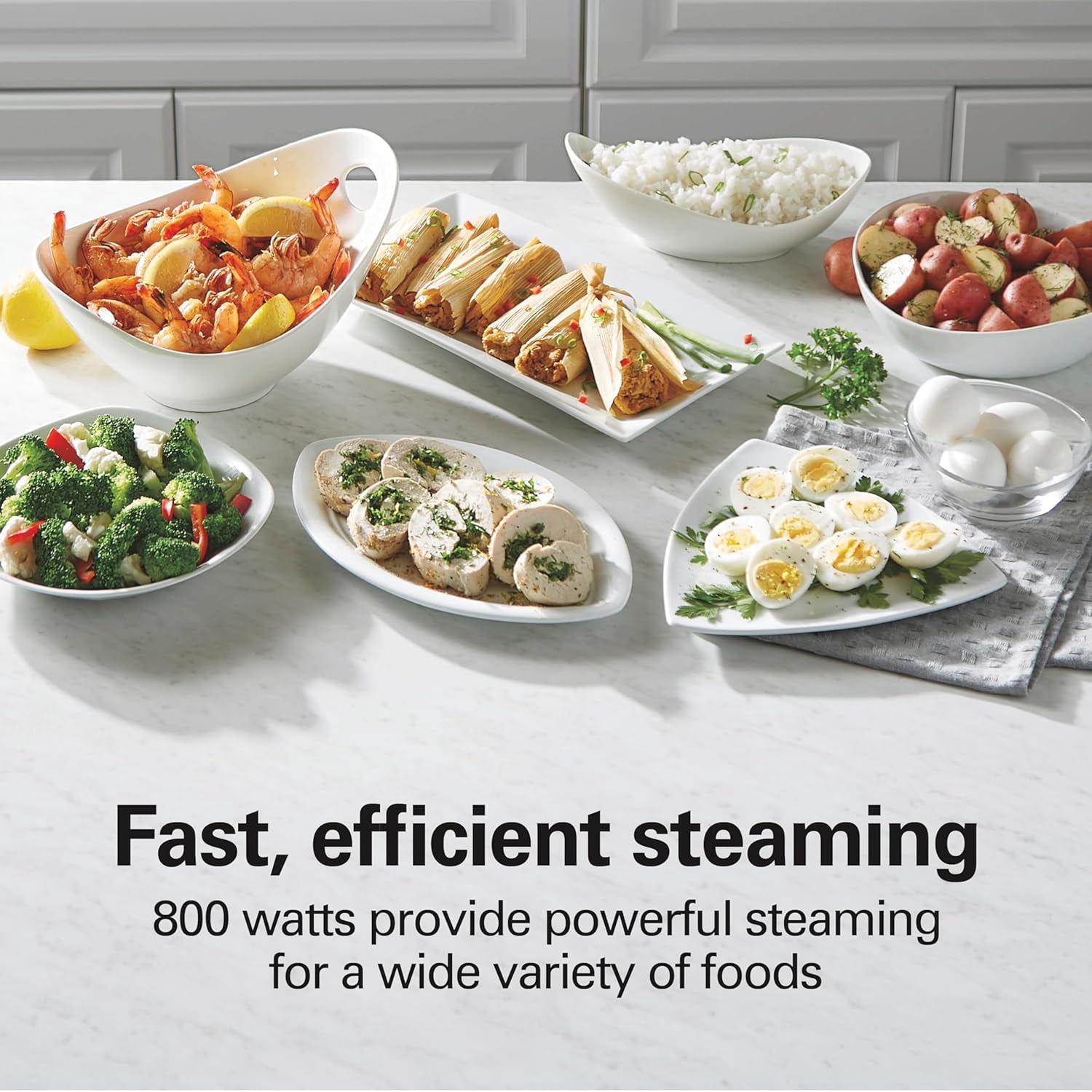 Electric Food Steamer with 3 Stackable Tiers for Eggs, Rice & Vegetables - 9.5 Quart Capacity, Auto Shutoff, Black