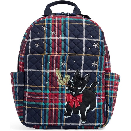 Vera Bradley Women's Quilted Cotton Small Backpack, Scottie Dog - Tartan Plaid