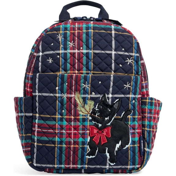 Vera Bradley Women's Quilted Cotton Small Backpack, Scottie Dog - Tartan Plaid