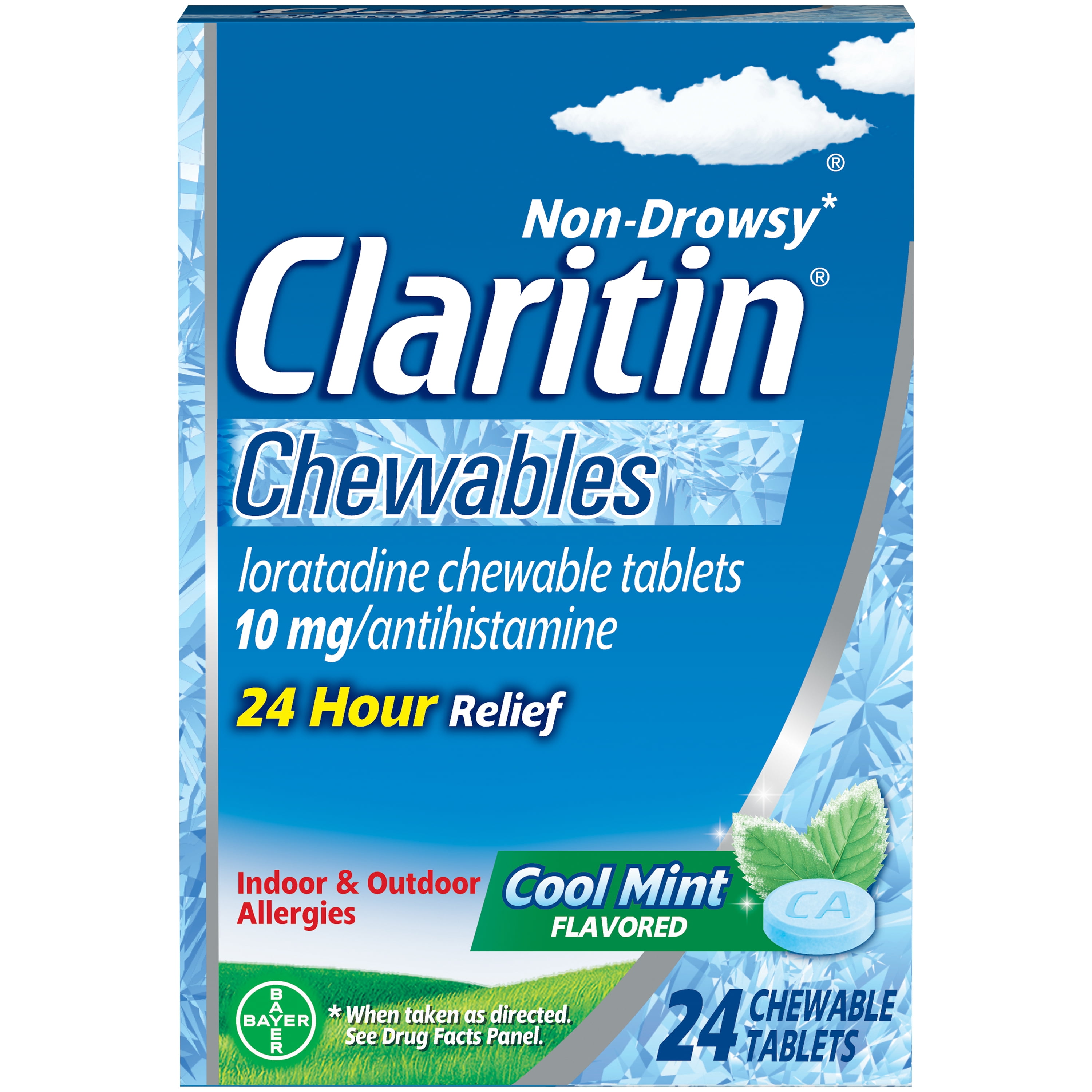 Claritin Allergy Medicine, Antihistamine, Cool Mint Chewable, 24 Ct
