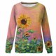 thumbnail image 4 of Camisas informales de manga larga para mujer, sudadera de cuello redondo con estampado Floral de plantas, jersey de cuello redondo, túnica holgada con estampado de puesta de sol Pompotops gfhjh19904, 4 of 5