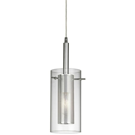 Dainolite 1 Light Metal and Glass Pendant - Polished Chrome